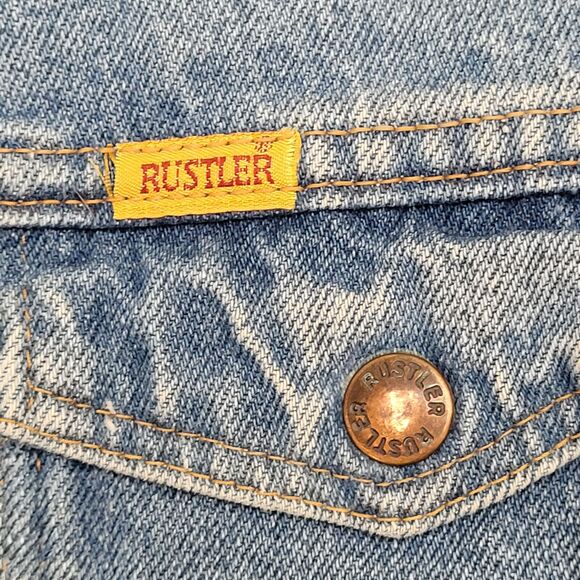 Vintage Rustler Trucker Jacket M/L 21x23 Faded Blue - Picture 12 of 15